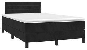 Letto A Molle Con Materasso E Led Nero 120x190 Cm İn Velluto /