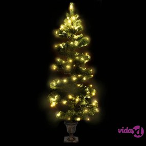 vidaXL Albero di Natale Preilluminato con Vaso Verde 120 cm in PVC
