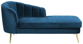 Chaise longue velluto blu marino sinistra ALLIER Beliani