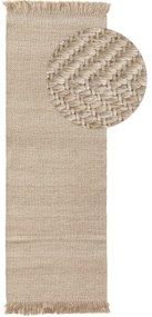 benuta Pure Tappeto passatoia in lana Lars Beige 70x200 cm - Tappeto fibra naturale