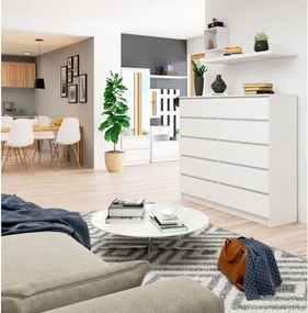 Cassettiera Credenza 140x40x120 Cm 10 Cassetti Artika Bianco Opaco