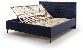 Letto matrimoniale imbottito blu scuro con contenitore a griglia 180x200 cm La Maison - Meise Möbel