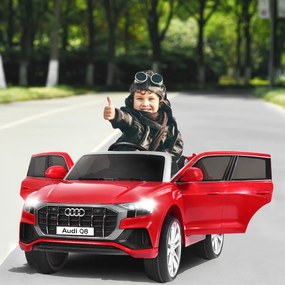 Costway Macchina cavalcabile per bambini con telecomando e luci LED, Audi Q8 con batteria 12 V e 2 motori Rosso