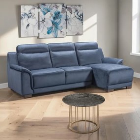 Divano Penisola 230x155 cm tessuto antimacchia - Sokol Blu
