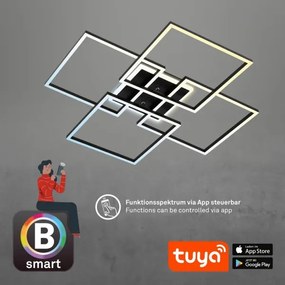 Brilo - plafoniera LED dimmerabile FRAME 50W/230V Wi-Fi Tuya + telecomando 72,4x72,4cm nero