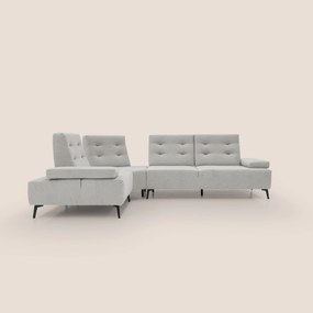 Lugano Divano angolare con schienali traslanti in microfibra effetto velluto T09 grigio chiaro