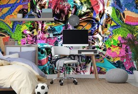Carta da parati autoadesiva – Teschio artistico colorato