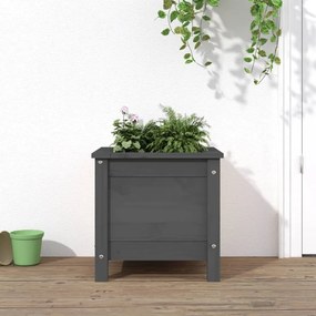 Fioriera Da Giardino Grigia 40x40x39 Cm Legno Massello Di Pino /