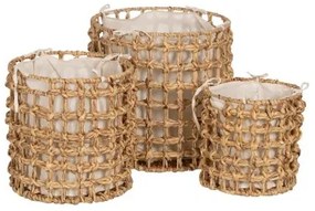 Set di Cesti Beige Crema Fibra naturale 45 x 45 x 45 cm (3 Unità)