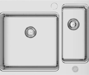 Lavello semincasso 2 vasche in inox argento RODI Una Reverse 65 L 65 x L 50.5 cm