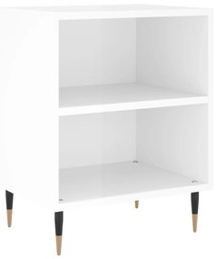 Comodini 2 pz Bianco Lucido 40x30x50 cm in Legno Multistrato