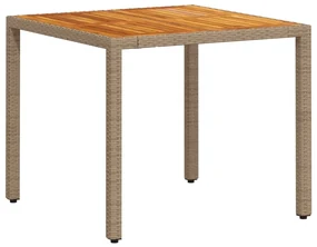 Set pranzo da giardino 5 pz con cuscini beige polyrattan acacia