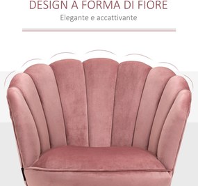 Poltrona Imbottita 66x72x79 cm in Velluto Rosa...