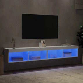 Mobili Porta TV con Luci LED 2 pz Bianchi 100x30x30 cm