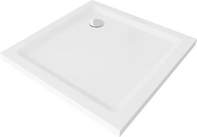 Mexen Flat piatto doccia quadrato slim 100 x 100 cm, bianco, sifone cromo - 40101010