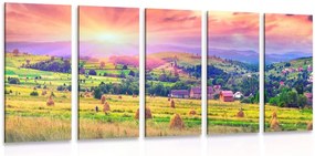 Quadri 5 pezzi – Covoni di fieno nei Carpazi