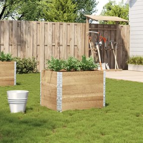 Fioriera Da Giardino 80x60 Cm İn Legno Massello Di Pino /