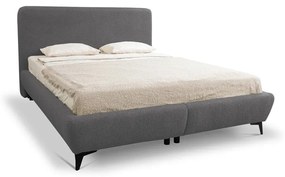 Letto matrimoniale imbottito grigio scuro con contenitore con rete inclusa 140x200 cm Makapu – Makamii
