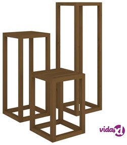 vidaXL Set Supporti per Piante 3 pz Miele in Legno Massello di Pino