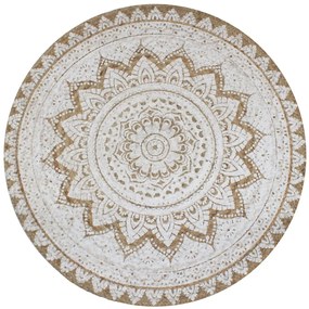 Tappeto İn Juta Intrecciata Con Stampa 150 Cm Rotondo /