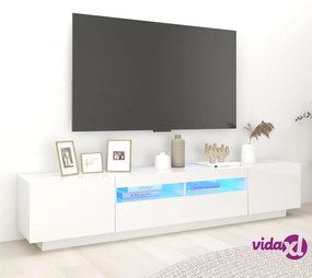 vidaXL Mobile Porta TV con Luci LED Bianco Lucido 200x35x40 cm