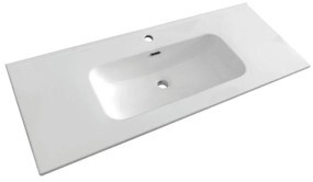 Lavabo integrale a incasso rettangolare L 121 x H 17.5 x P 47 cm in ceramica bianco lucido