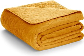 Copriletto giallo in velluto con rivestimento trapuntato 240x260 cm Laila – Restilo