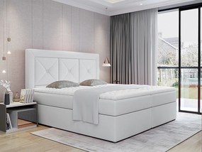 Letto matrimoniale boxspring Galizia - 160 x 200 cm , Ecopelle bianco