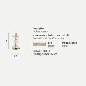Lampada da tavolo MARIATERESA in vetro liscio lavorato a mano