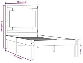 Giroletto in Legno Massello 75x190 cm Small Single