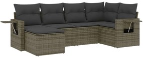 Set Divano da Giardino 6 pz con Cuscini Grigio in Polyrattan