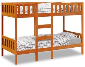 Letto A Castello Marrone Cera 90x200 Cm İn Legno Di Pino /
