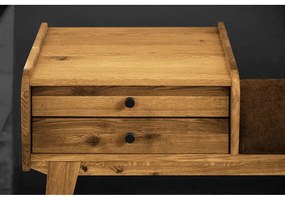 Panca con cassetti in legno di quercia con seduta arancione Retro - The Beds