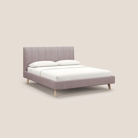 Selene letto imbottito con piedini naturali sfoderabile in tessuto impermeabile T02 rosa