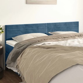 Testiera 2 Pz Blu Scuro 90x5x78/88 Cm İn Velluto /
