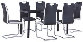 Set Sala Da Pranzo 7 Pz İn Similpelle Nero /