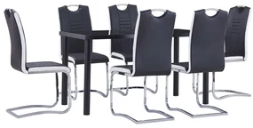 Set Sala Da Pranzo 7 Pz İn Similpelle Nero /