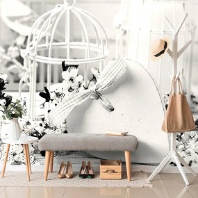 Carta da parati autoadesiva – Natura morta romantica in stile vintage in bianco e nero