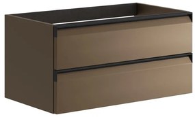 Mobile da bagno sospeso sotto lavabo L 79.5 x H 40 x P 45.5 cm giallo opaco, 2 cassetti Fusion