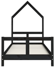 Giroletto per bambini nero 80x200 cm in legno massello di pino