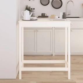 Tavolo Da Bar Bianco 100x50x110 Cm İn Legno Massello Di Pino /