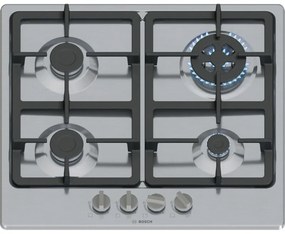 Bosch - Serie 4 PGH6B5K90 Piani cottura in acciaio inox Piano cottura da incasso da 58 cm de gas 4 zona/e