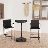 Set Bar da Giardino 3 pz in Polyrattan Nero 3064769