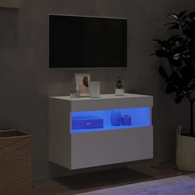 Mobile tv a parete con luci led bianco 60x30x40 cm