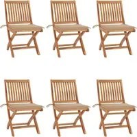 Sedie da Giardino Pieghevoli con Cuscini 6 pz Massello di Teak 3072837