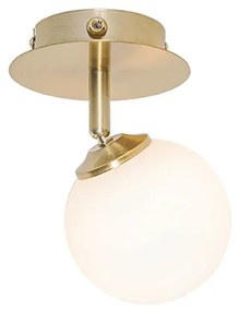 Faretto moderno oro con vetro opalino con interruttore - Athens