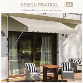 Tenda da Sole Avvolgibile 4x1,2m Autoportante Bianca...
