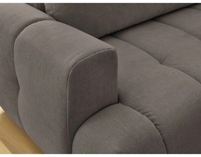 Divano angolare grigio tortora allungabile e con contenitore (penisola a destra/a L) con rivestimento in ciniglia Fuji – Bobochic Paris