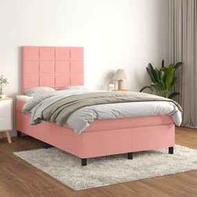 Giroletto A Molle Con Materasso Rosa 120x200 Cm İn Velluto /