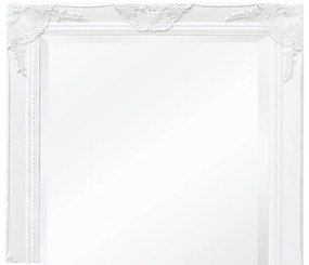 Specchio da Parete Stile Barocco 100x50 cm Bianco